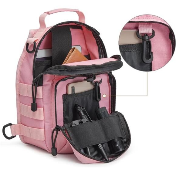 Outdoor Tactical Bag Backpack, Pink - Picture 3 of 7